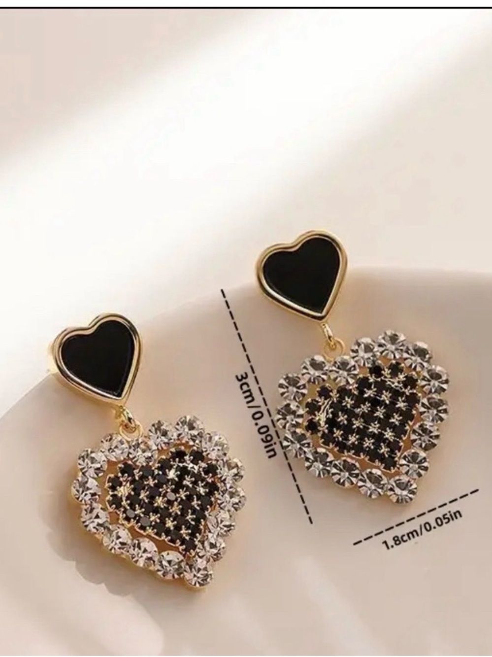 Beginning Boutique Black Heart Crystal Drop Earrings - Picture 5 of 5
